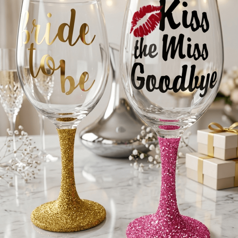 Glitter stem wine glass