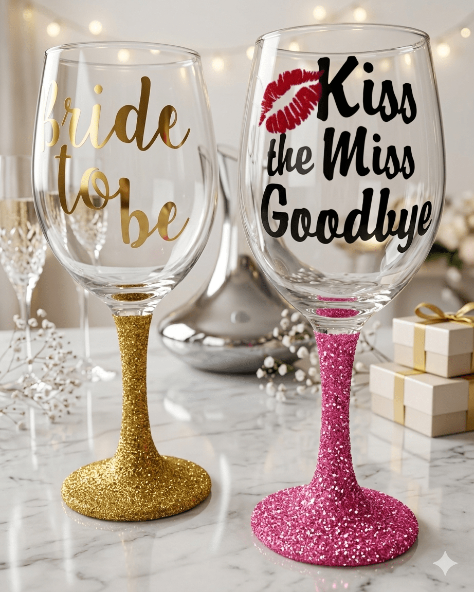 Glitter stem wine glass